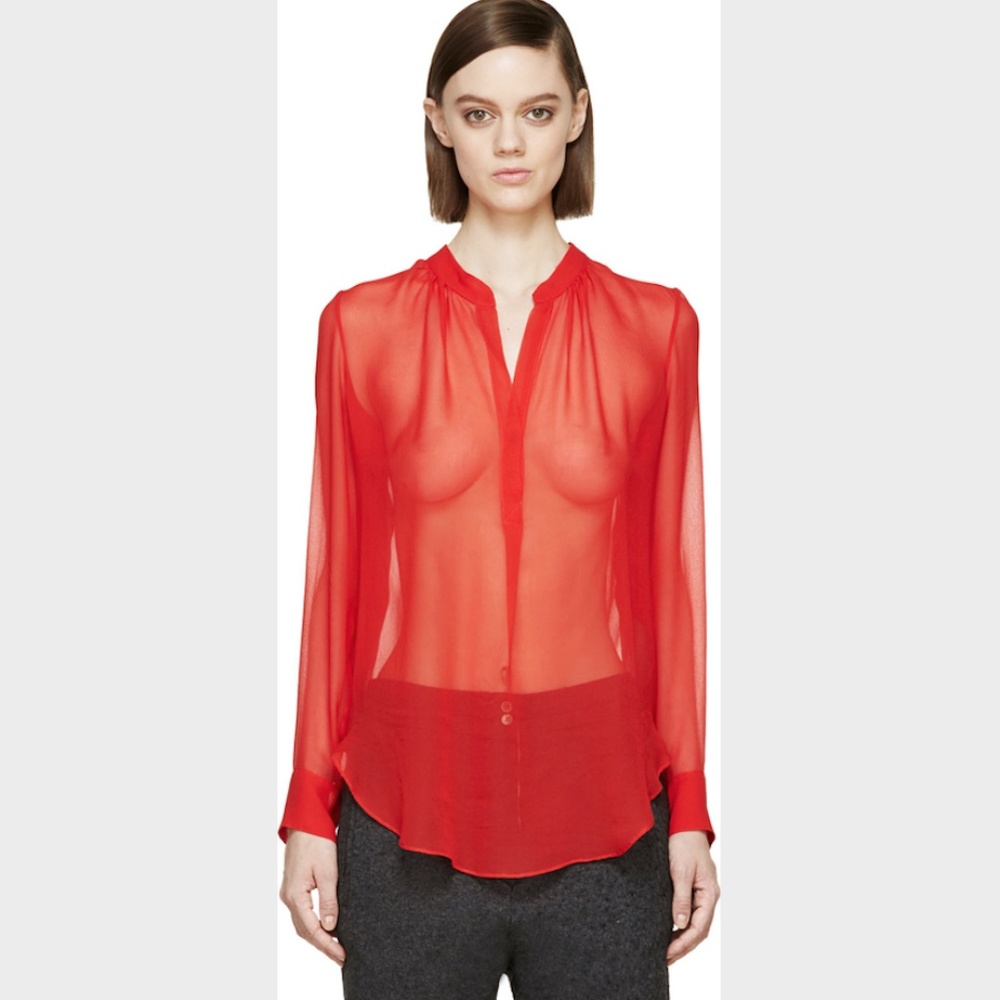 Raquel Allegra Red Silk Blouse